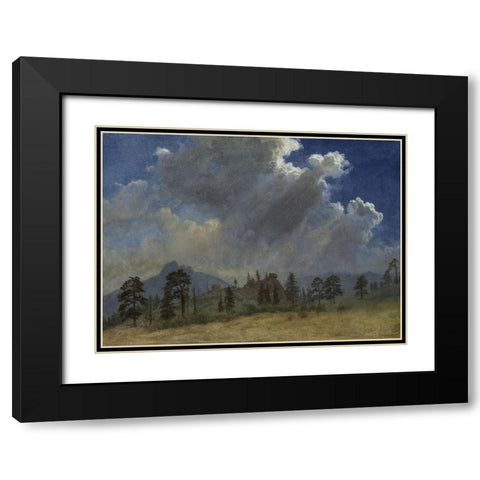 Fir Trees and Storm Clouds Black Modern Wood Framed Art Print with Double Matting by Bierstadt, Albert