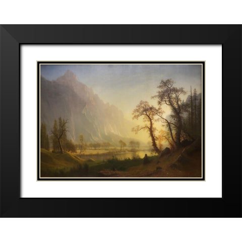 Sunrise, Yosemite Valley Black Modern Wood Framed Art Print with Double Matting by Bierstadt, Albert