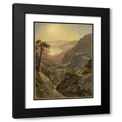 View of Donner Lake Black Modern Wood Framed Art Print with Double Matting by Bierstadt, Albert
