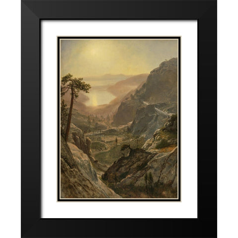 View of Donner Lake Black Modern Wood Framed Art Print with Double Matting by Bierstadt, Albert