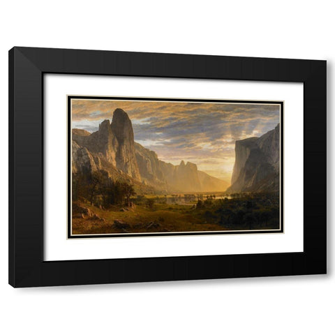 Looking Down Yosemite Valley Black Modern Wood Framed Art Print with Double Matting by Bierstadt, Albert