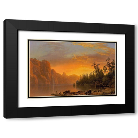 Sunset California scenery Black Modern Wood Framed Art Print with Double Matting by Bierstadt, Albert