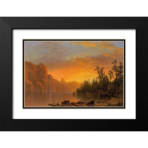 Sunset California scenery Black Modern Wood Framed Art Print with Double Matting by Bierstadt, Albert