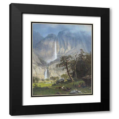 Yosemite Falls Black Modern Wood Framed Art Print with Double Matting by Bierstadt, Albert