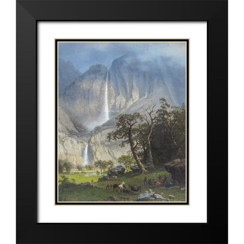 Yosemite Falls Black Modern Wood Framed Art Print with Double Matting by Bierstadt, Albert