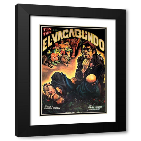 Mexican Movie Poster El Vagabundo Black Modern Wood Framed Art Print with Double Matting by Garcia Cabral, Ernesto