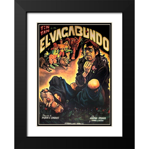 Mexican Movie Poster El Vagabundo Black Modern Wood Framed Art Print with Double Matting by Garcia Cabral, Ernesto
