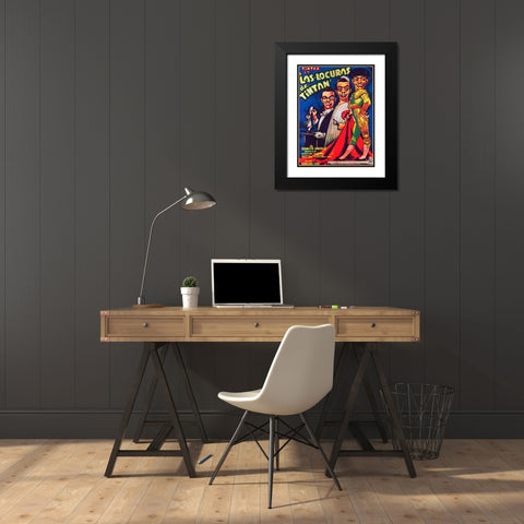 Mexican Movie Poster Las Locuras de Tintan Black Modern Wood Framed Art Print with Double Matting by Garcia Cabral, Ernesto