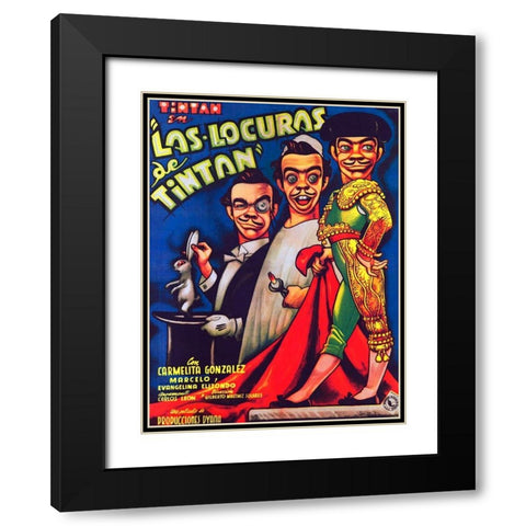 Mexican Movie Poster Las Locuras de Tintan Black Modern Wood Framed Art Print with Double Matting by Garcia Cabral, Ernesto