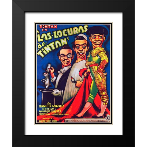 Mexican Movie Poster Las Locuras de Tintan Black Modern Wood Framed Art Print with Double Matting by Garcia Cabral, Ernesto