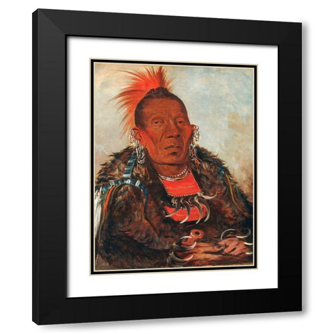 Wah ro nee sah, The Surrounder, Chief of the Tribe Black Modern Wood Framed Art Print with Double Matting by Catlin, George