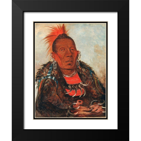 Wah ro nee sah, The Surrounder, Chief of the Tribe Black Modern Wood Framed Art Print with Double Matting by Catlin, George