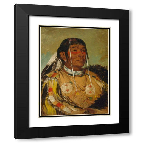 Sha co pay, The Six, Chief of the Plains Ojibwa Black Modern Wood Framed Art Print with Double Matting by Catlin, George