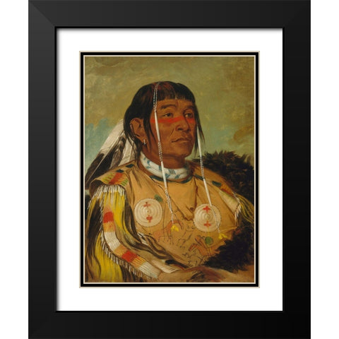 Sha co pay, The Six, Chief of the Plains Ojibwa Black Modern Wood Framed Art Print with Double Matting by Catlin, George