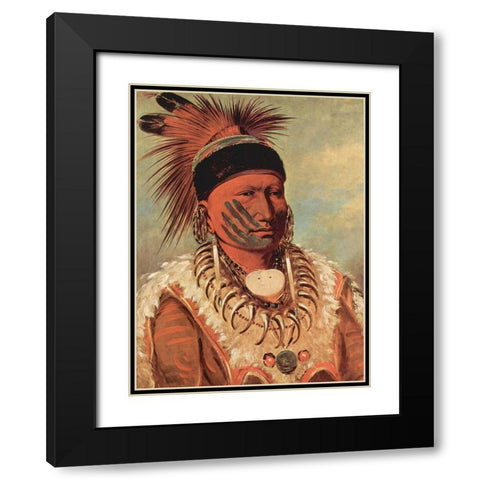 The White Cloud, Head Chief of the Iowas Black Modern Wood Framed Art Print with Double Matting by Catlin, George