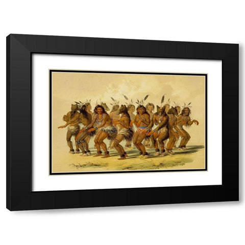 The Bear Dance Black Modern Wood Framed Art Print with Double Matting by Catlin, George