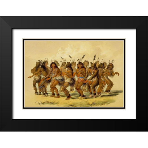 The Bear Dance Black Modern Wood Framed Art Print with Double Matting by Catlin, George