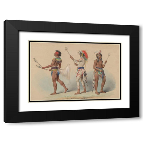 Ball Players, 1844 Black Modern Wood Framed Art Print with Double Matting by Catlin, George