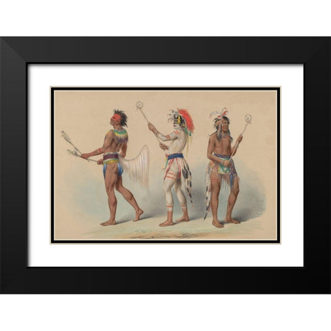 Ball Players, 1844 Black Modern Wood Framed Art Print with Double Matting by Catlin, George