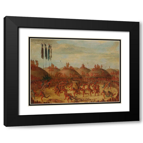 The Last Race, Mandan O kee pa Ceremony Black Modern Wood Framed Art Print with Double Matting by Catlin, George