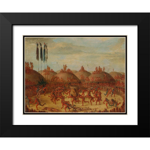 The Last Race, Mandan O kee pa Ceremony Black Modern Wood Framed Art Print with Double Matting by Catlin, George