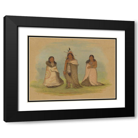 Puncah Indians, 1861 Black Modern Wood Framed Art Print with Double Matting by Catlin, George