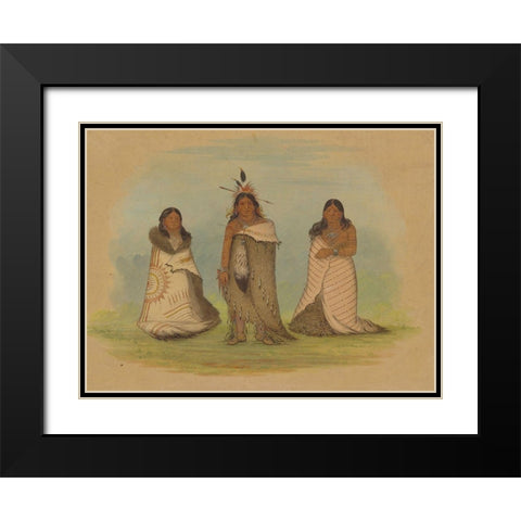 Puncah Indians, 1861 Black Modern Wood Framed Art Print with Double Matting by Catlin, George