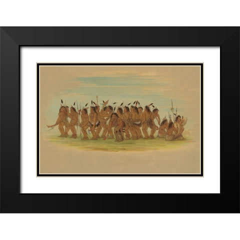 Dog Dance - Sioux, 1861 Black Modern Wood Framed Art Print with Double Matting by Catlin, George