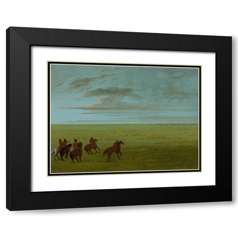 Connibos Starting for Wild Horses Black Modern Wood Framed Art Print with Double Matting by Catlin, George