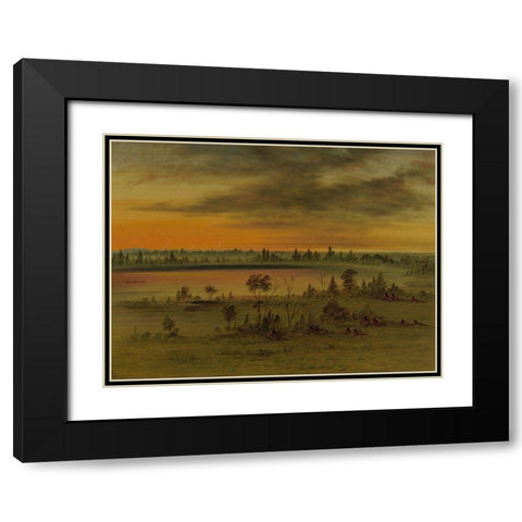 A Sioux War Party Black Modern Wood Framed Art Print with Double Matting by Catlin, George