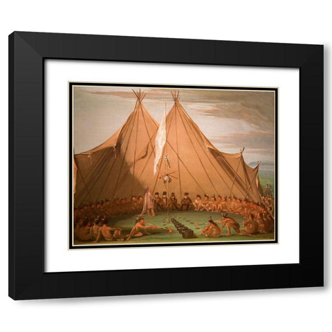 Sioux Dog Feast Black Modern Wood Framed Art Print with Double Matting by Catlin, George