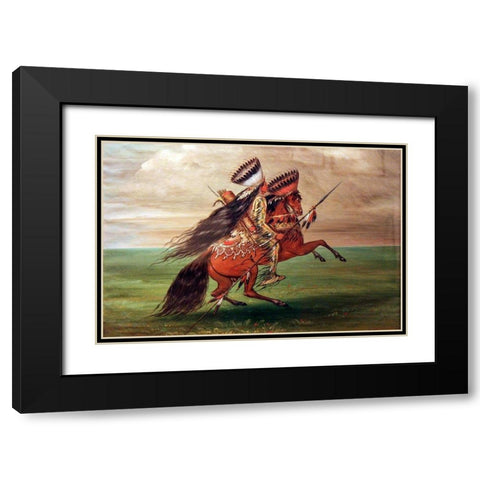 Crow Indian He Who Jumps Over All Black Modern Wood Framed Art Print with Double Matting by Catlin, George