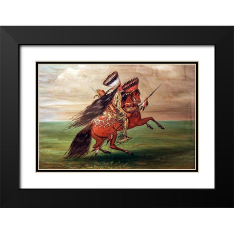 Crow Indian He Who Jumps Over All Black Modern Wood Framed Art Print with Double Matting by Catlin, George