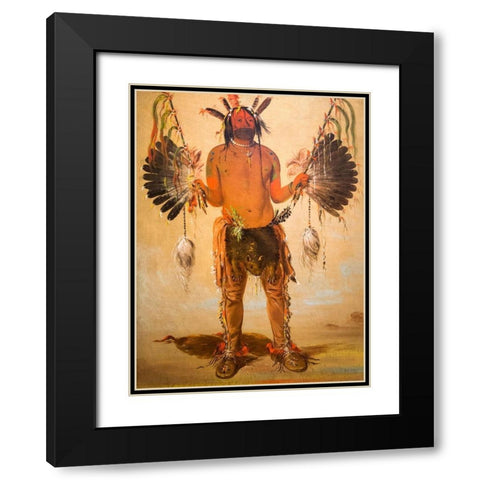 Old Bear, a Medicine Man Black Modern Wood Framed Art Print with Double Matting by Catlin, George
