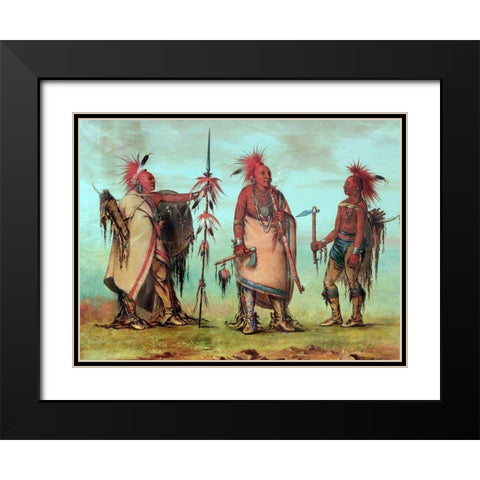 Osage Tal lee, Black Dog, Big Crow Black Modern Wood Framed Art Print with Double Matting by Catlin, George
