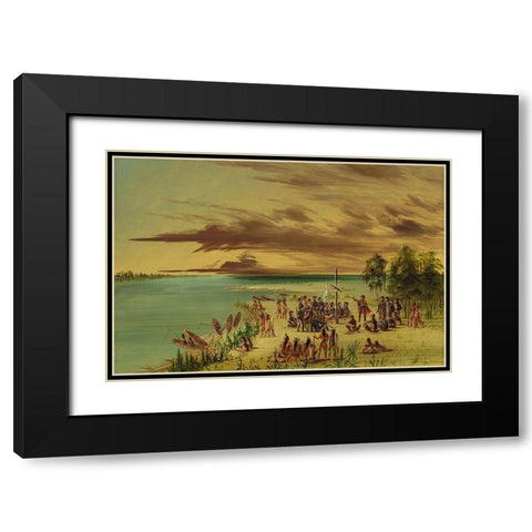 La Salle Claiming Louisiana for France. April 9, 1682 Black Modern Wood Framed Art Print with Double Matting by Catlin, George