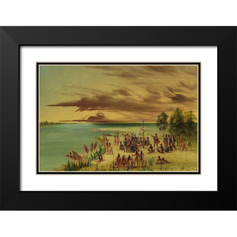 La Salle Claiming Louisiana for France. April 9, 1682 Black Modern Wood Framed Art Print with Double Matting by Catlin, George