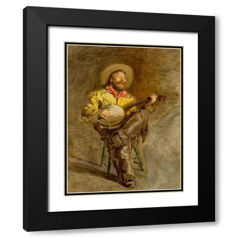The Singing Cowboy Black Modern Wood Framed Art Print with Double Matting by Eakins, Thomas