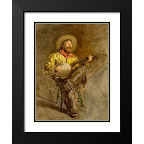 The Singing Cowboy Black Modern Wood Framed Art Print with Double Matting by Eakins, Thomas