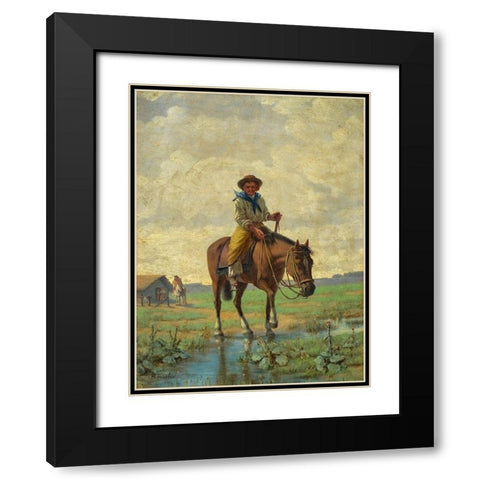 A cowboy Black Modern Wood Framed Art Print with Double Matting by Bouchet, Jose