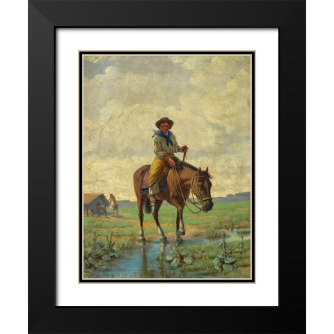 A cowboy Black Modern Wood Framed Art Print with Double Matting by Bouchet, Jose