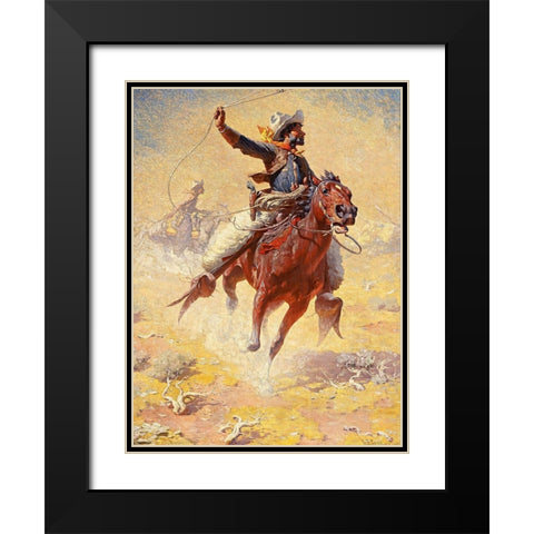 The Roping Black Modern Wood Framed Art Print with Double Matting by Leigh, William Robinson