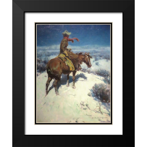 The Lonely Vigil Black Modern Wood Framed Art Print with Double Matting by Dunton, William Herbert