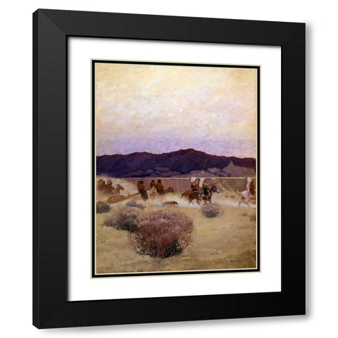 Moving Camp Black Modern Wood Framed Art Print with Double Matting by Wyeth, N.C.