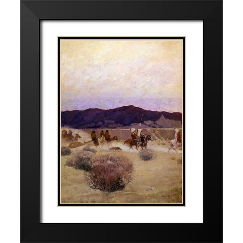 Moving Camp Black Modern Wood Framed Art Print with Double Matting by Wyeth, N.C.