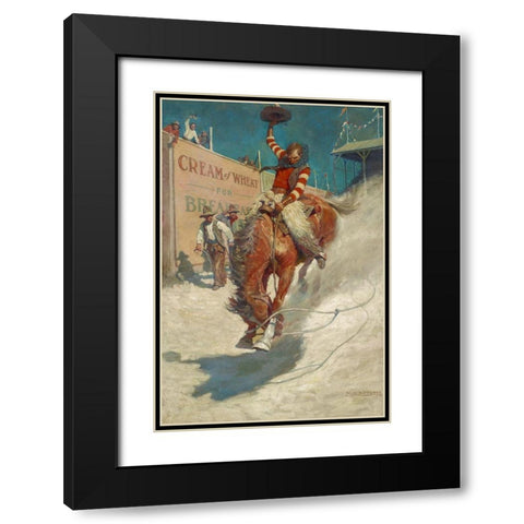 Bronco Buster Black Modern Wood Framed Art Print with Double Matting by Wyeth, N.C.