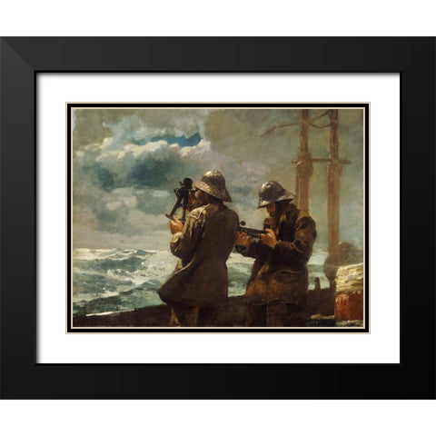 Eight Bells Black Modern Wood Framed Art Print with Double Matting by Homer, Winslow