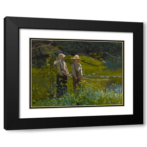 Fishing Black Modern Wood Framed Art Print with Double Matting by Homer, Winslow