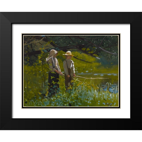 Fishing Black Modern Wood Framed Art Print with Double Matting by Homer, Winslow
