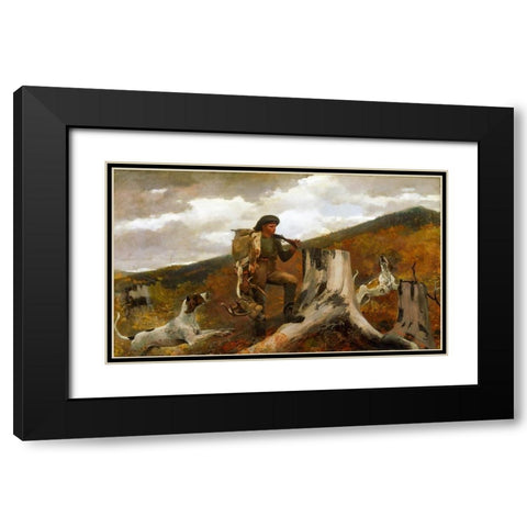 A huntsman and dogs Black Modern Wood Framed Art Print with Double Matting by Homer, Winslow